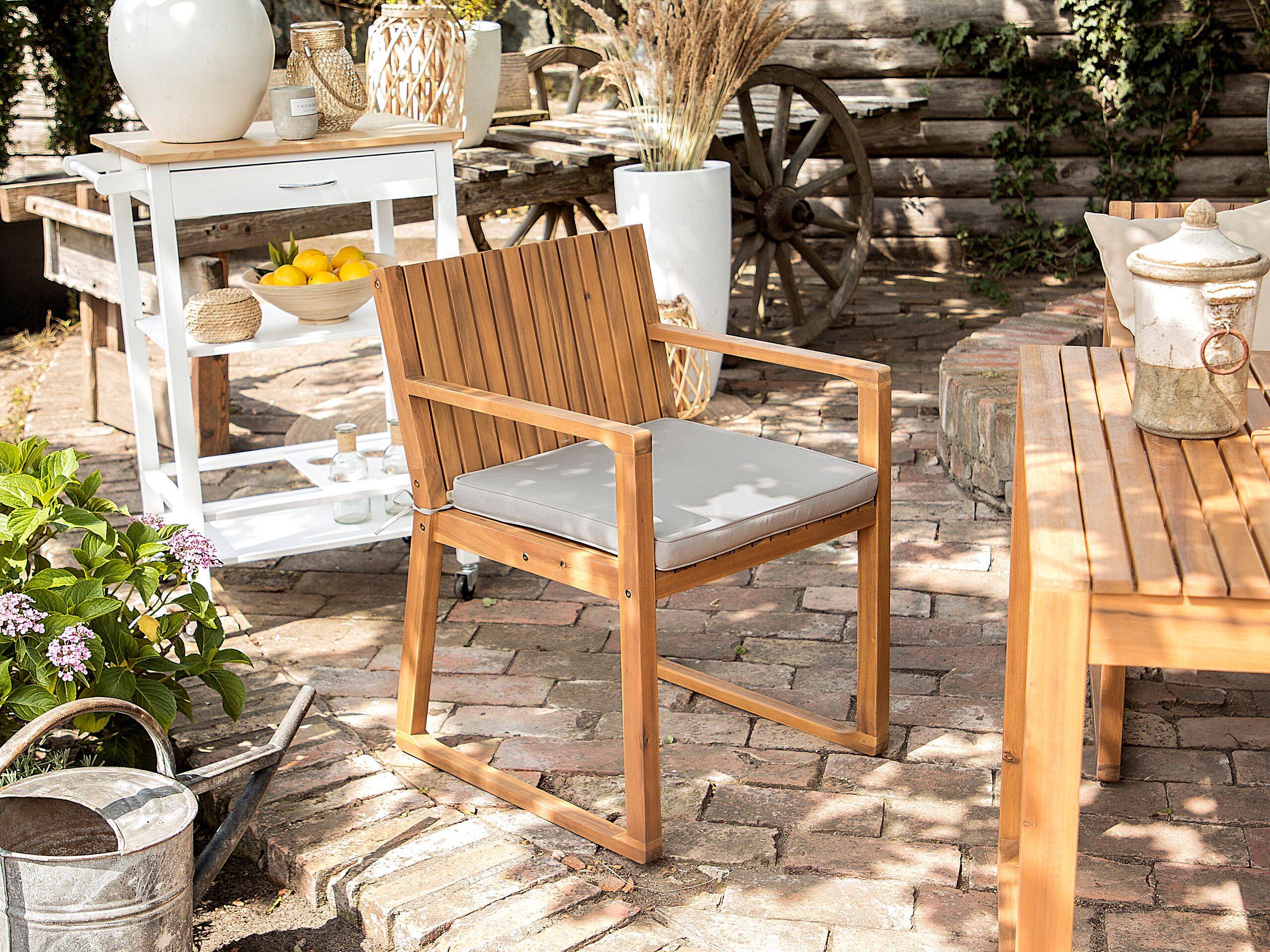Beliani - Lot de 8 Coussins d'Assise pour Chaise de Jardin 46 x 46 cm en Tissu Imperméable Beige Taupe Beliani - Imagen 2