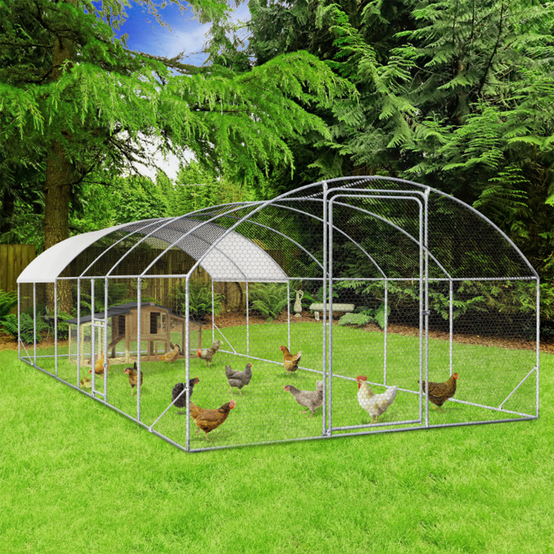 Enclos poulailler dôme 22,5 m² parc grillagé 3x7,5 M avec porte latérale - Image 1