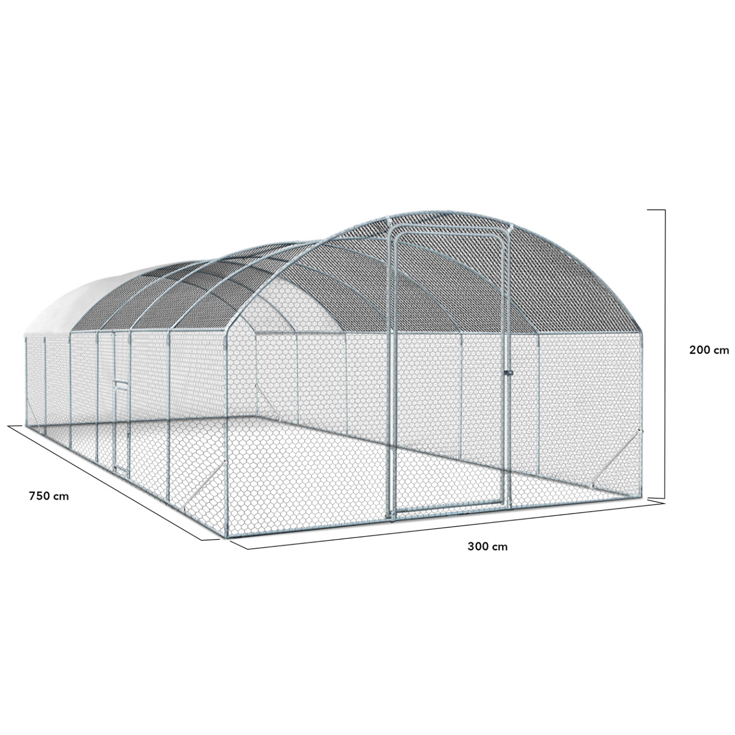 Enclos poulailler dôme 22,5 m² parc grillagé 3x7,5 M avec porte latérale - Image 4