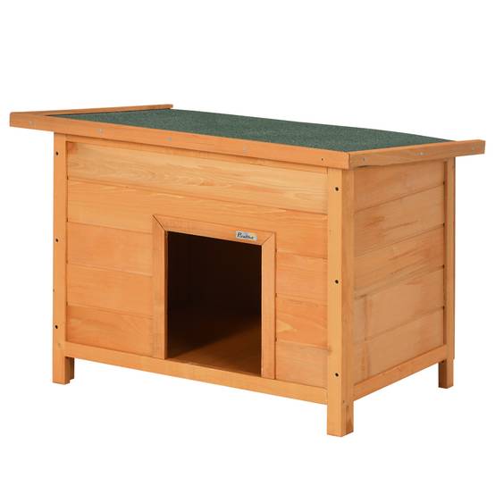 Niche chien ext/int, toit à charnières, pieds antidérapants, 82x58x58cm, couleur naturelle - Image 2