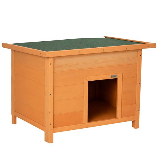 Niche chien ext/int, toit à charnières, pieds antidérapants, 82x58x58cm, couleur naturelle - Image 1