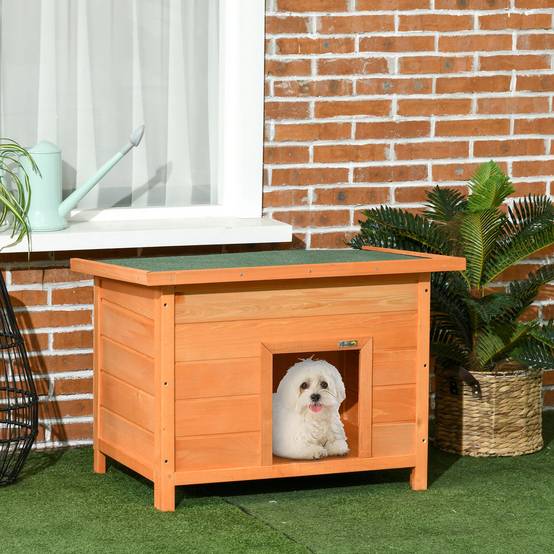 Niche chien ext/int, toit à charnières, pieds antidérapants, 82x58x58cm, couleur naturelle - Image 4