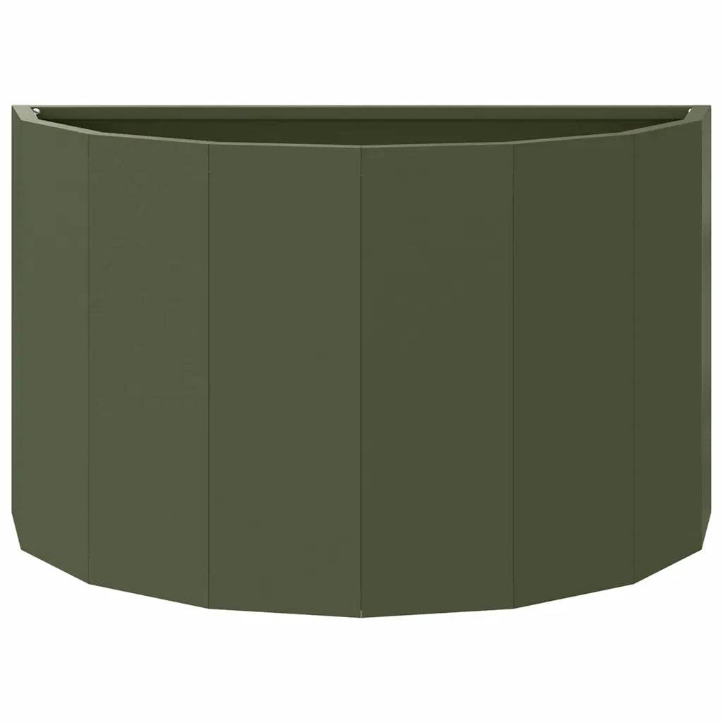 Helloshop26 - Jardinière demi-ronde design moderne extérieur 60 x 30 x 35 cm en acier vert olive - Image 2