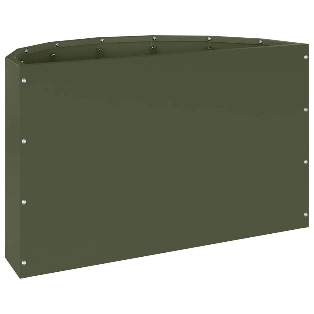 Helloshop26 - Jardinière demi-ronde design moderne extérieur 60 x 30 x 35 cm en acier vert olive - Image 4