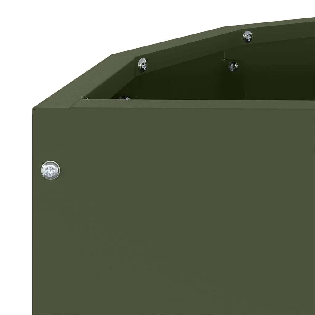 Helloshop26 - Jardinière demi-ronde design moderne extérieur 60 x 30 x 35 cm en acier vert olive - Image 6