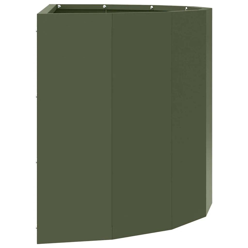 Helloshop26 - Jardinière demi-ronde design moderne extérieur 60 x 30 x 35 cm en acier vert olive - Image 3
