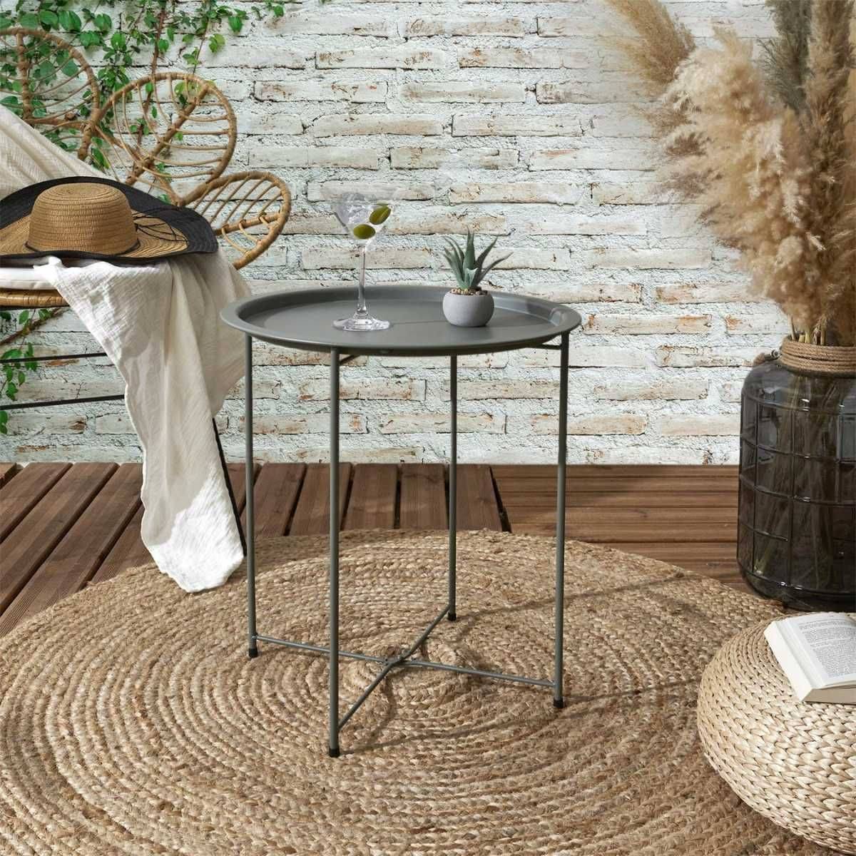 Table d'appoint en métal vert olive avec plateau amovible - SELENA - Image 2