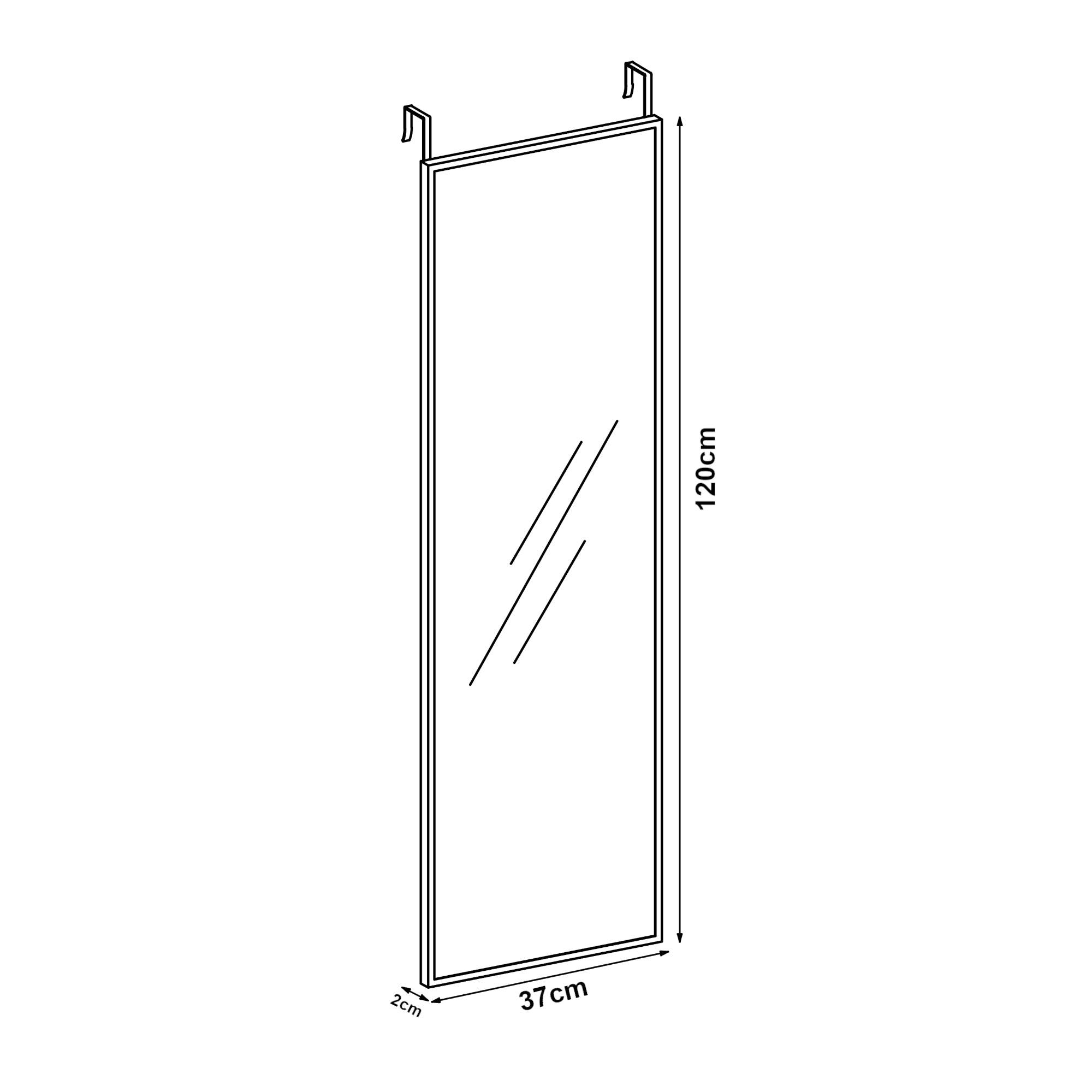 Miroir décoration moderne design de porte 120 x 37 x 2 cm noir - Image 2