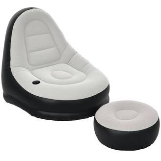 Fauteuil gonflable avec repose-pieds plastique gris et noir 125 x 100 x 87 cm - PANGIVO