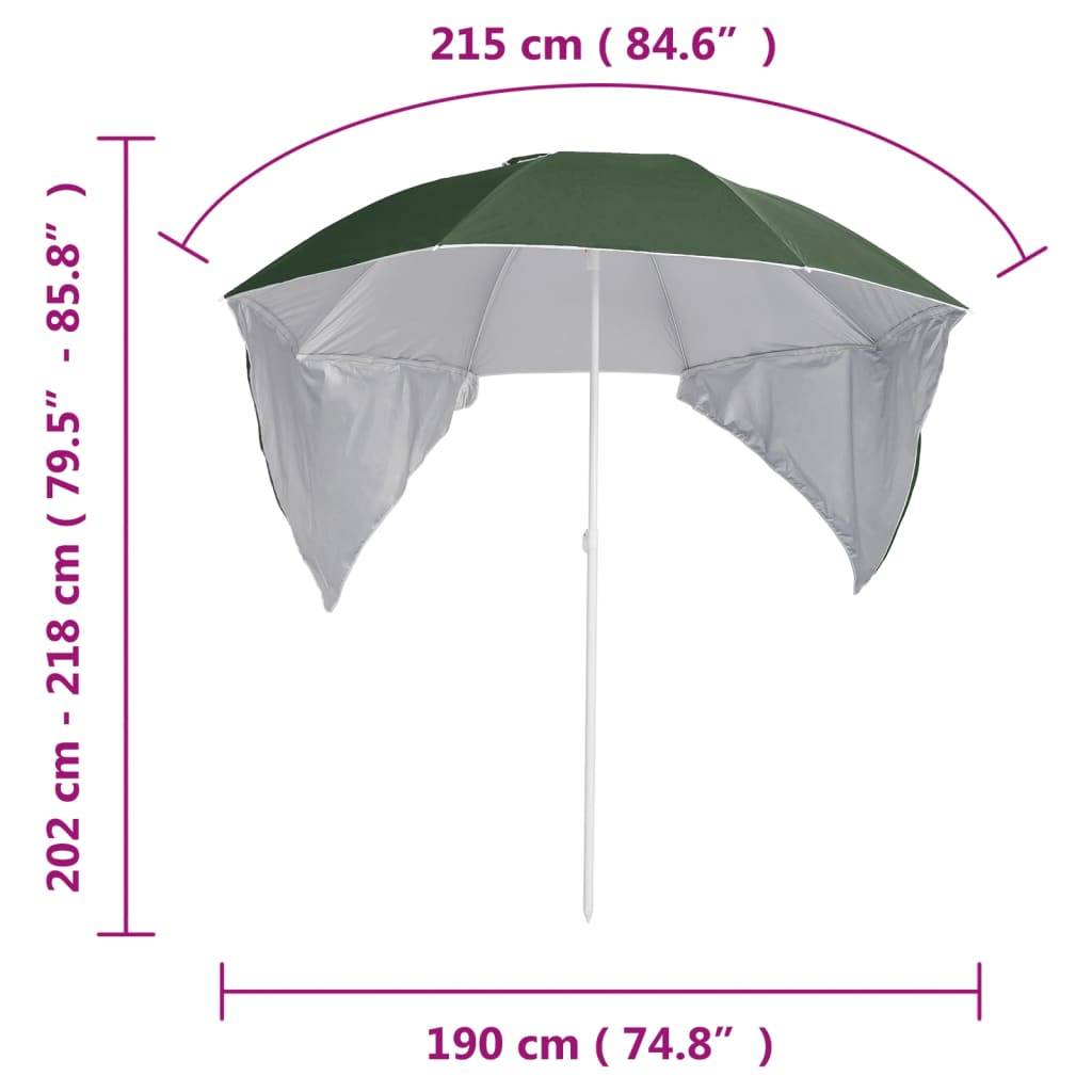 Helloshop26 - Parasol de plage avec parois latérales 215 cm vert - Imagen 8