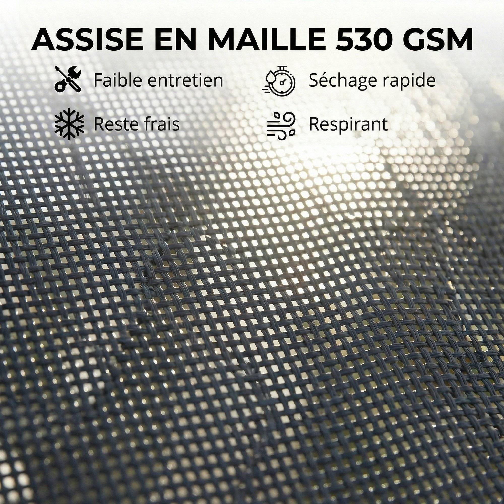 Bain soleil aluminium textilène terrasse piscine inclinable à plat avec roulettes gris foncé - ComfortXL Outdoor Living - Image 9