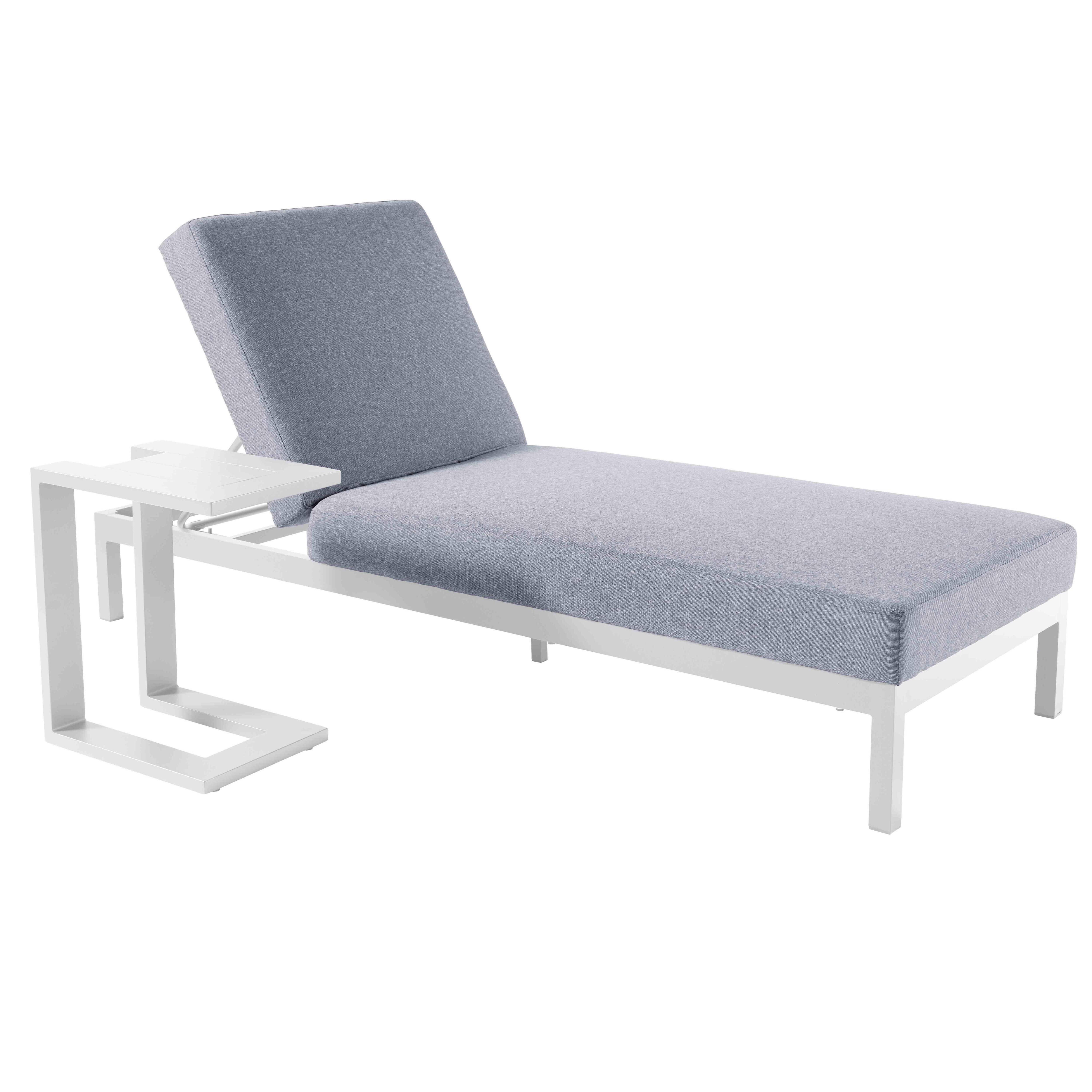 Oviala - Tablette pour bain de soleil en aluminium blanc Galapagos - Oviala - Imagen 5