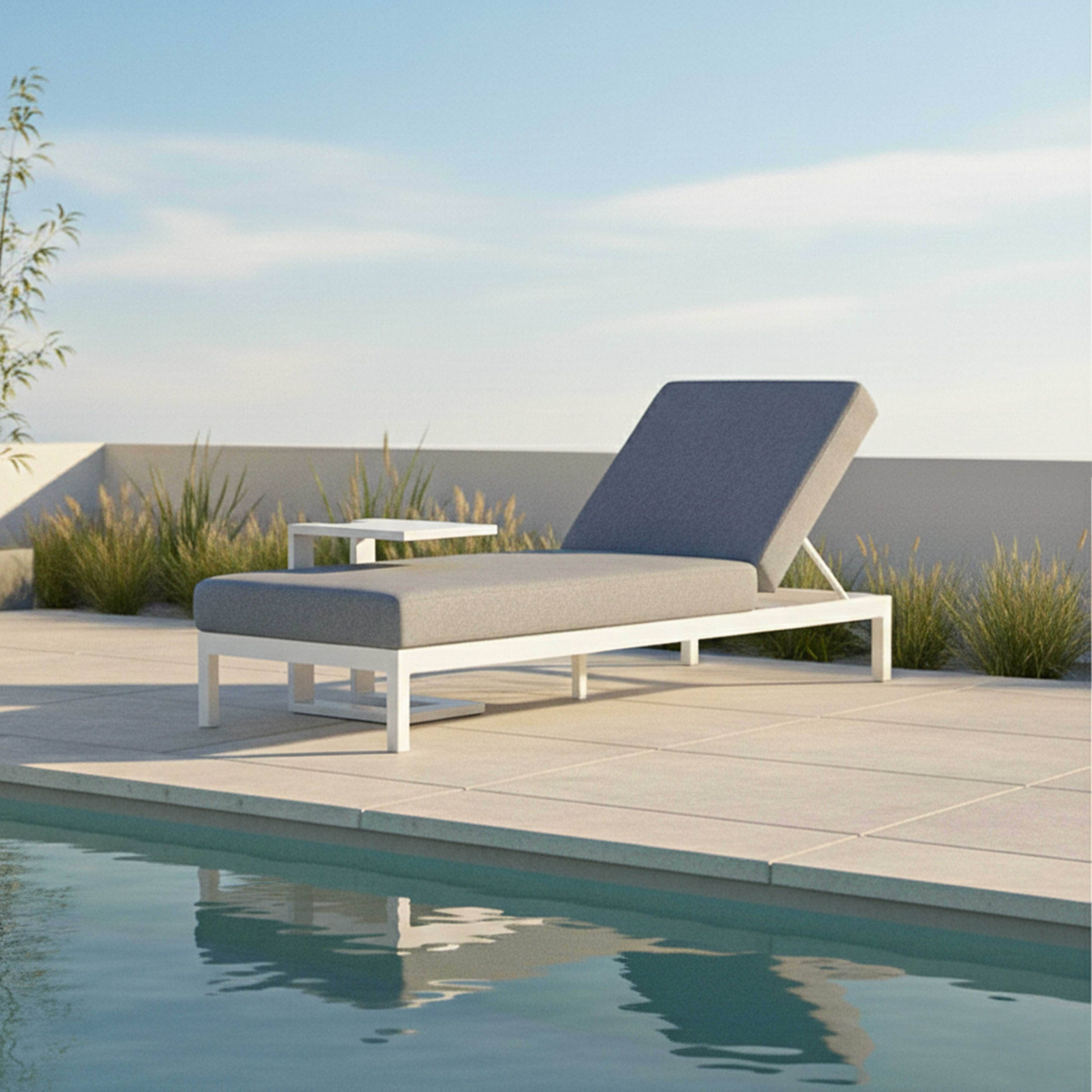 Oviala - Tablette pour bain de soleil en aluminium blanc Galapagos - Oviala - Imagen 3