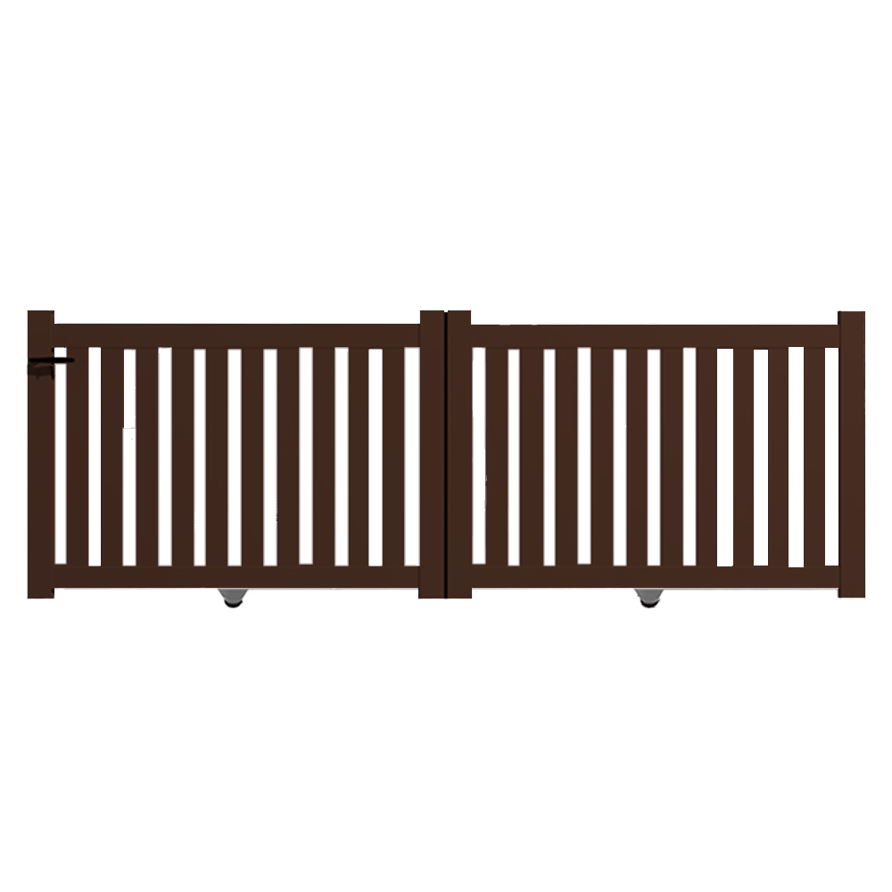 Portail Packit - Portail alu coulissant ajouré en kit dim. L.3500 (entre piliers) X H.1200 mm  Marron (RAL 1247)
