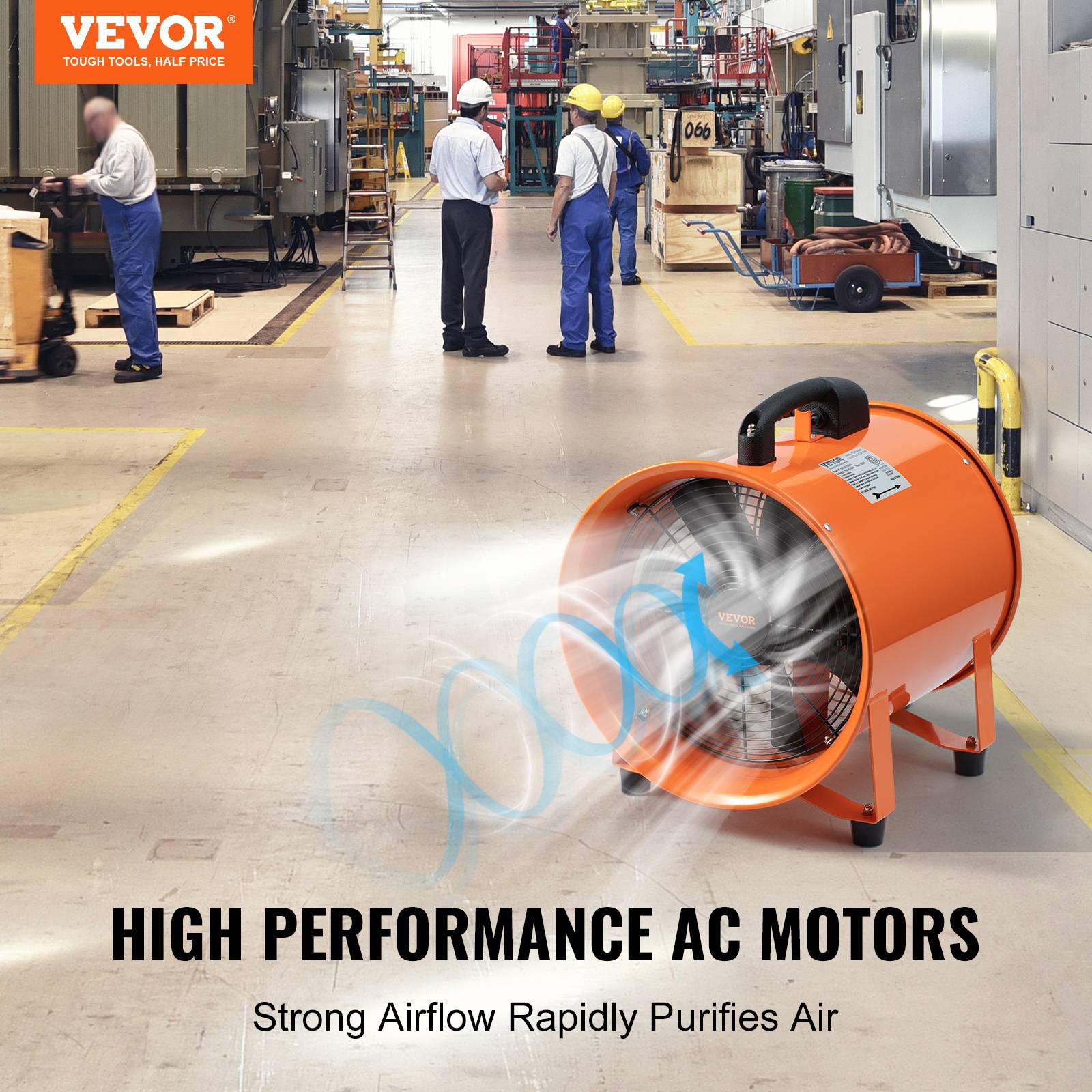VEVOR Ventilateur à Tambour Industriel 0,6m - 3 Vitesses, 8700 CFM, Rotation 360° Pour Entrepôt Et Atelier