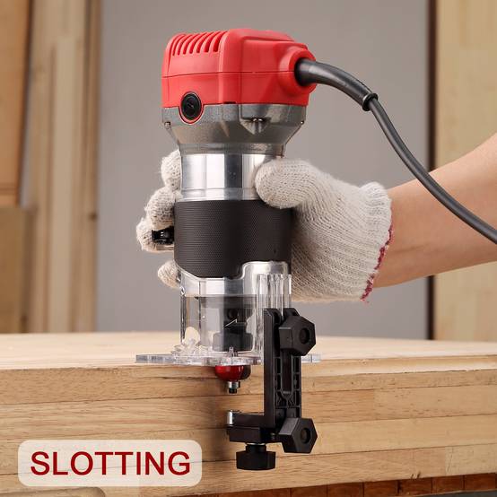 Affleureuse Électrique 710W 13000-33000 RPM Avec Housse anti Poussière, Affleureuse à Bois Avec 15 Fraises Queue de 1/4", 6 Vitesses Variables, Base - Image 6
