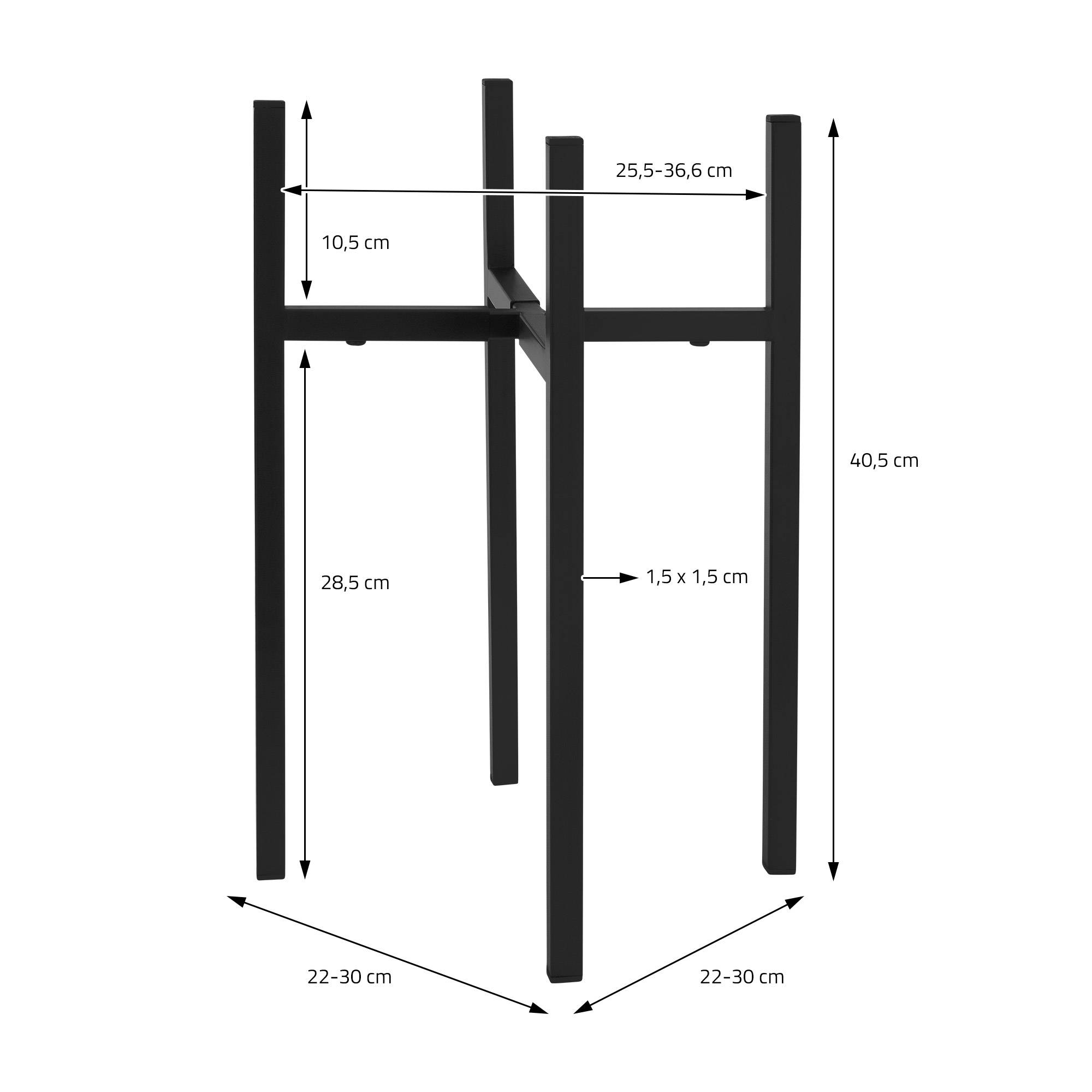 Ml-Design - Porte-fleurs noir réglable support plantes métal pot à fleurs design intemporel - Imagen 5