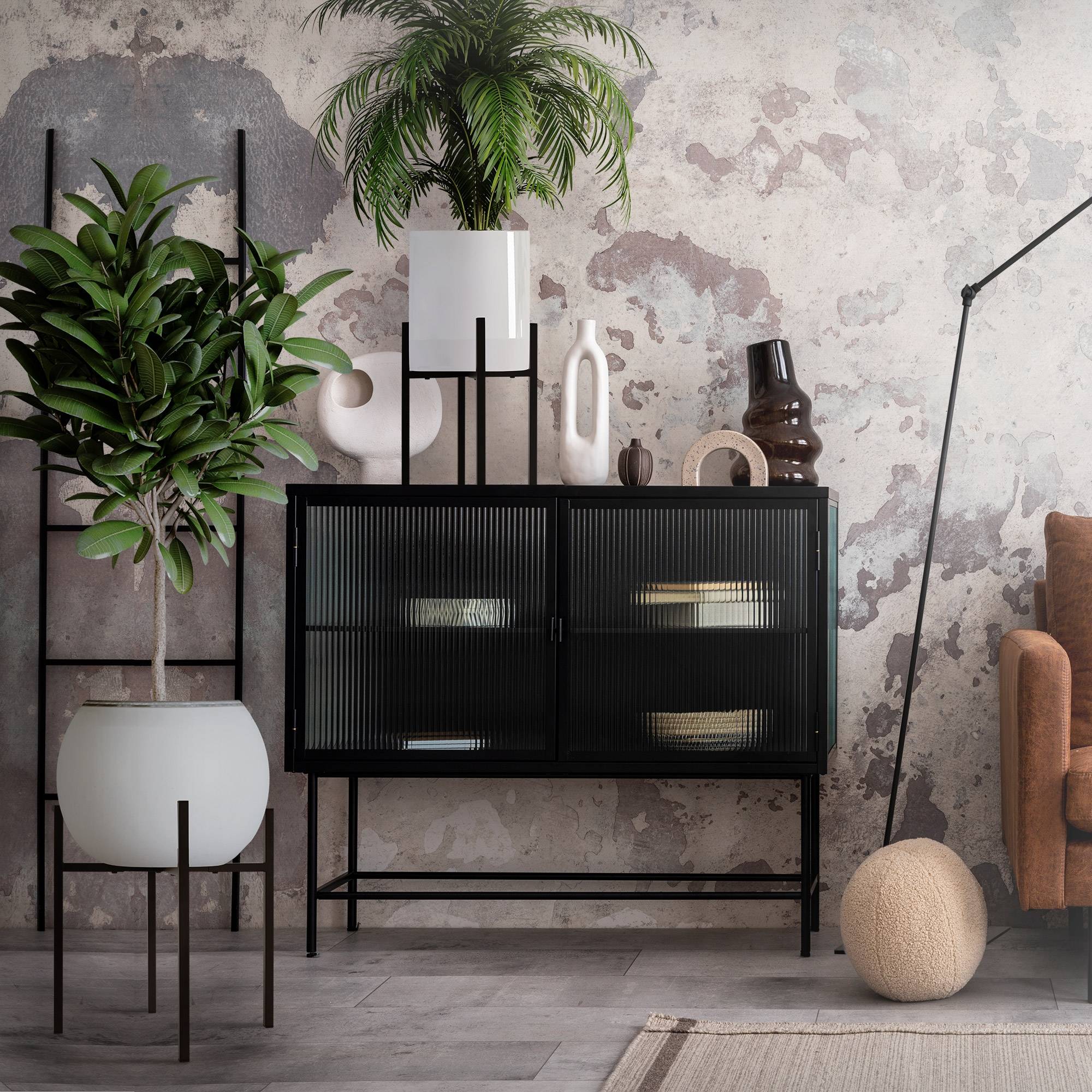 Ml-Design - Porte-fleurs noir réglable support plantes métal pot à fleurs design intemporel - Imagen 6