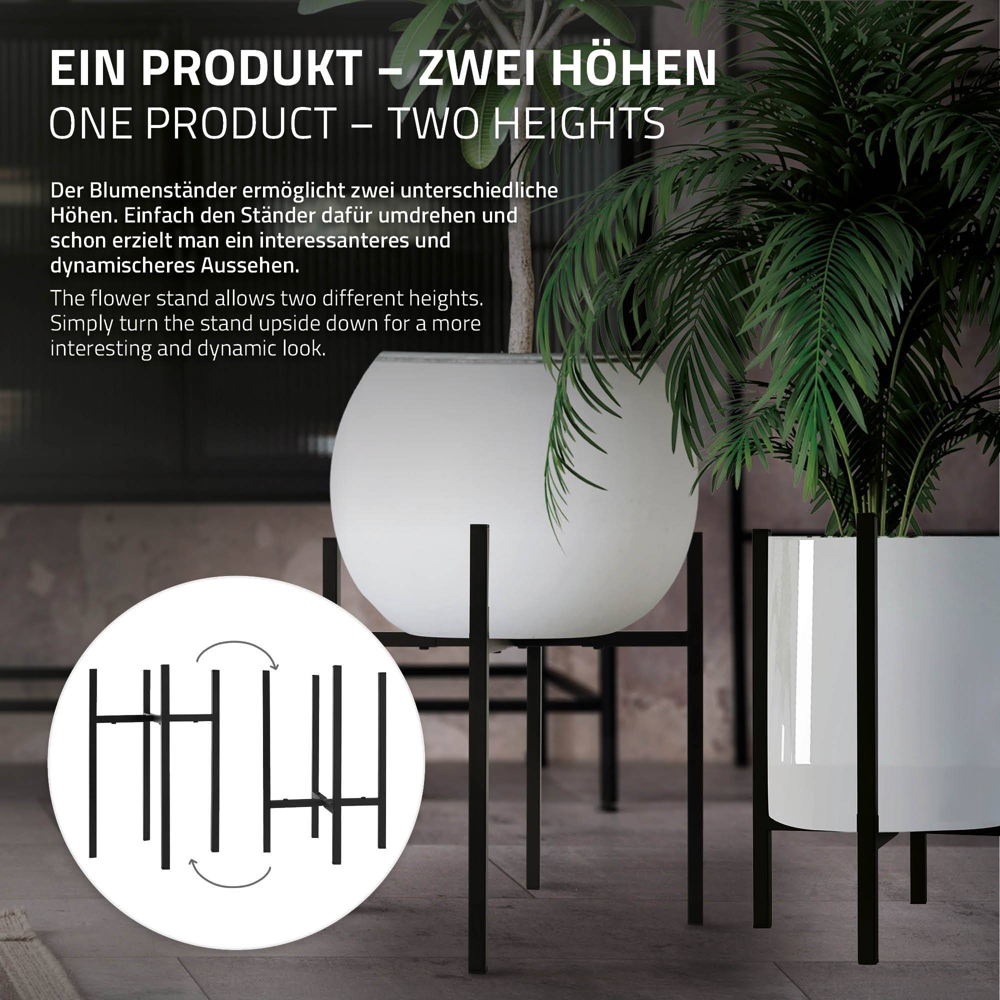 Ml-Design - Porte-fleurs noir réglable support plantes métal pot à fleurs design intemporel - Imagen 3