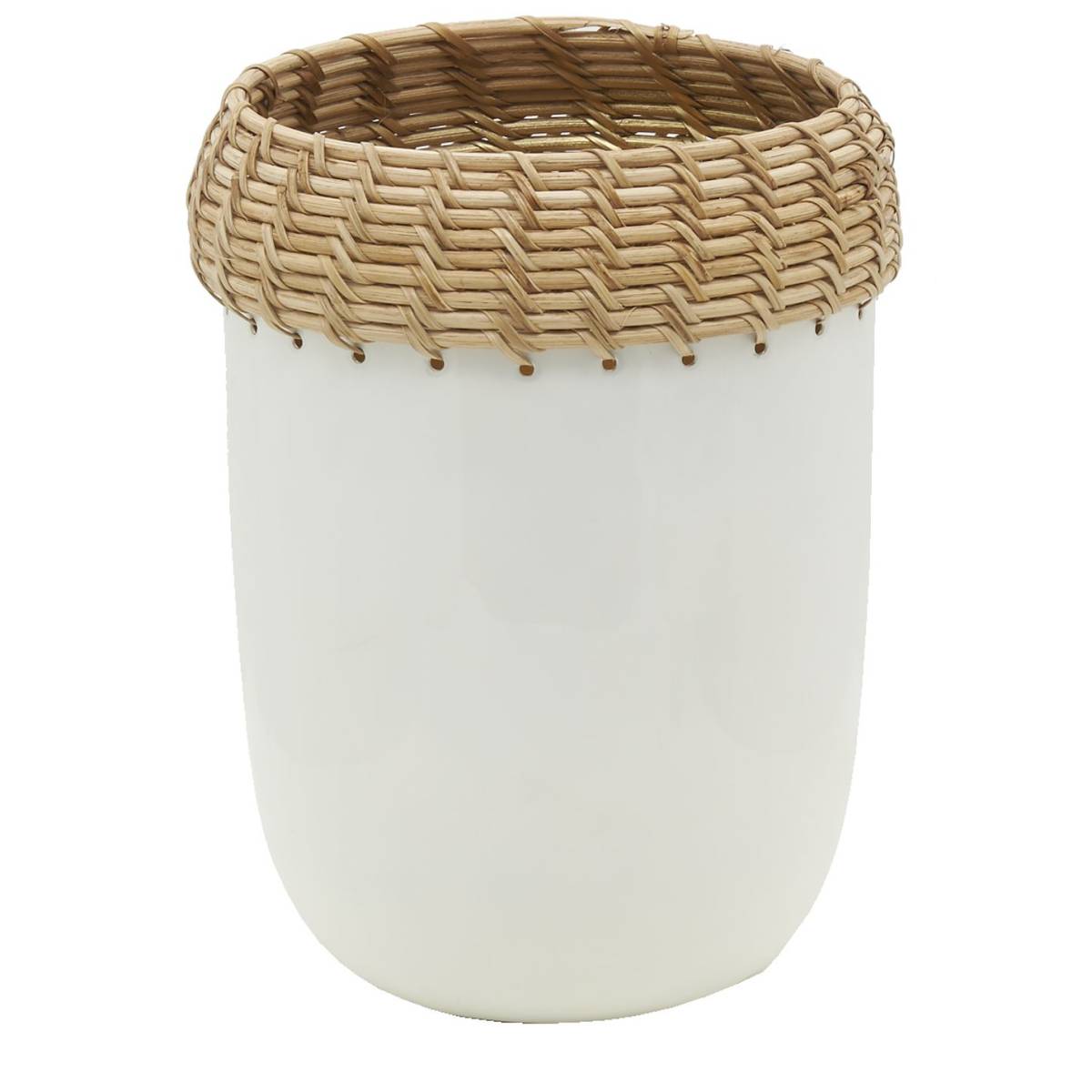 Aubry Gaspard - Vase en métal blanc et rotin Petit modèle - Imagen 1
