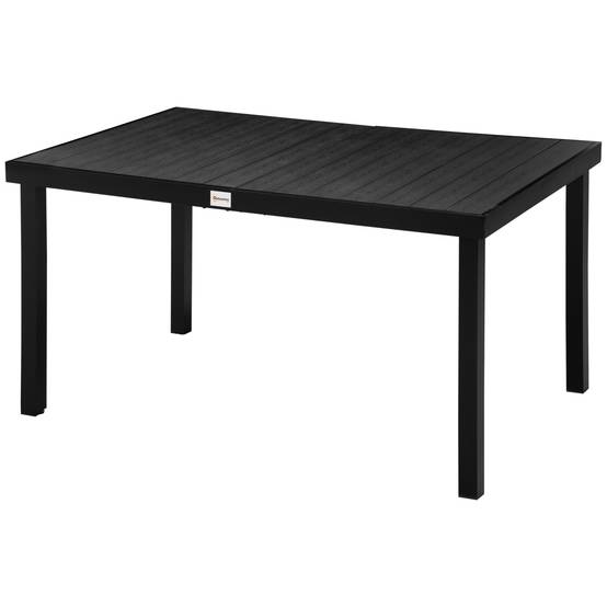 Table de jardin rectangulaire pour 6 personnes, table à manger extérieure 140x90x74 cm, plateau lattes, structure aluminium noir - Image 2