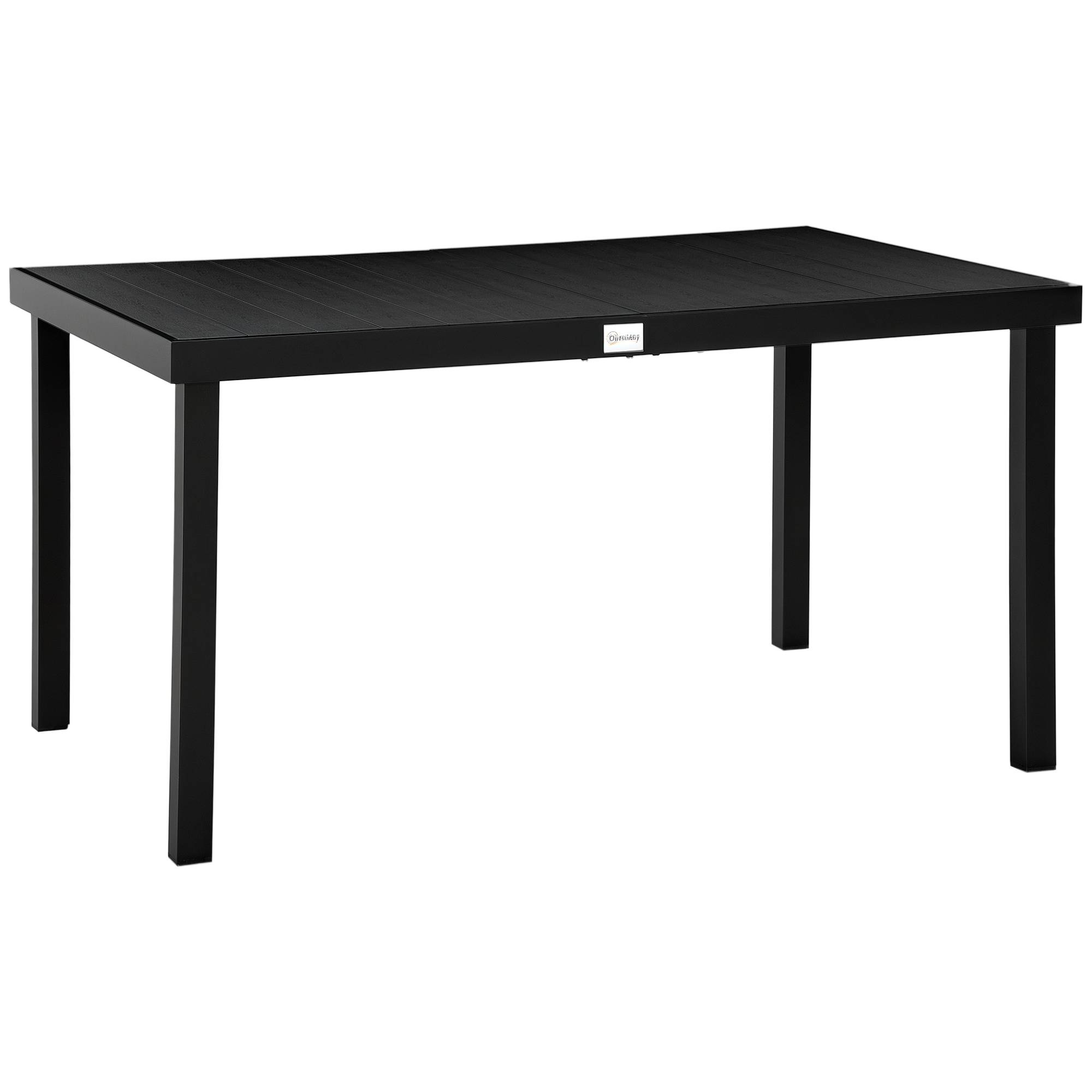 Table de jardin rectangulaire pour 6 personnes, table à manger extérieure 140x90x74 cm, plateau lattes, structure aluminium noir