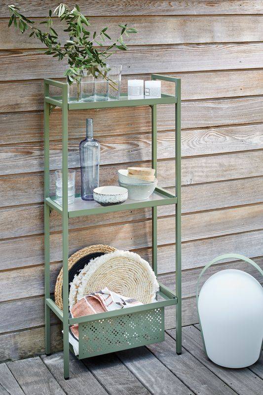 Proloisirs - Etagère Balcon en acier à 2 niveaux - 118 x 24 x 53 cm - vert - Imagen 2