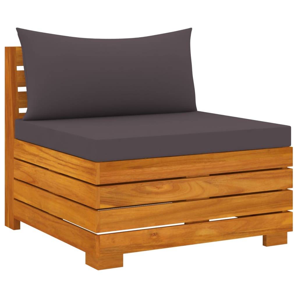Helloshop26 - Salon de jardin meuble d'extérieur ensemble de mobilier 6 pièces avec coussins bois d'acacia solide - Imagen 3