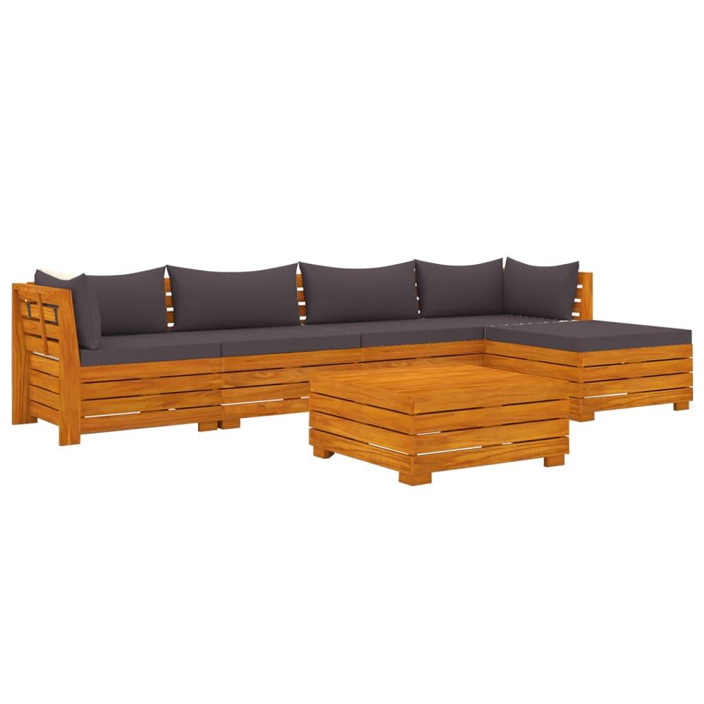 Helloshop26 - Salon de jardin meuble d'extérieur ensemble de mobilier 6 pièces avec coussins bois d'acacia solide - Imagen 1