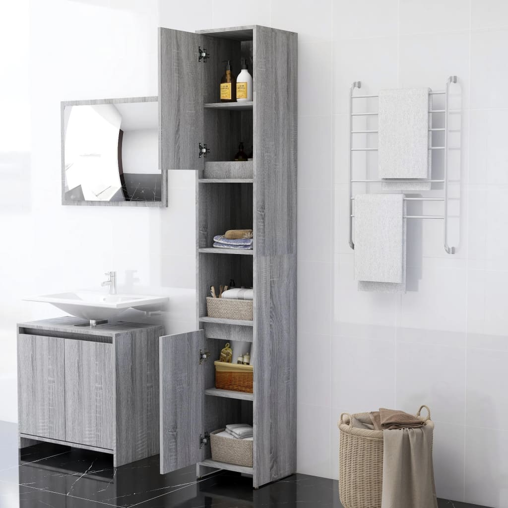 Vidaxl - Armoire de bain Sonoma gris 30x30x183,5 cm Bois d'ingénierie - vidaXL - Imagen 3