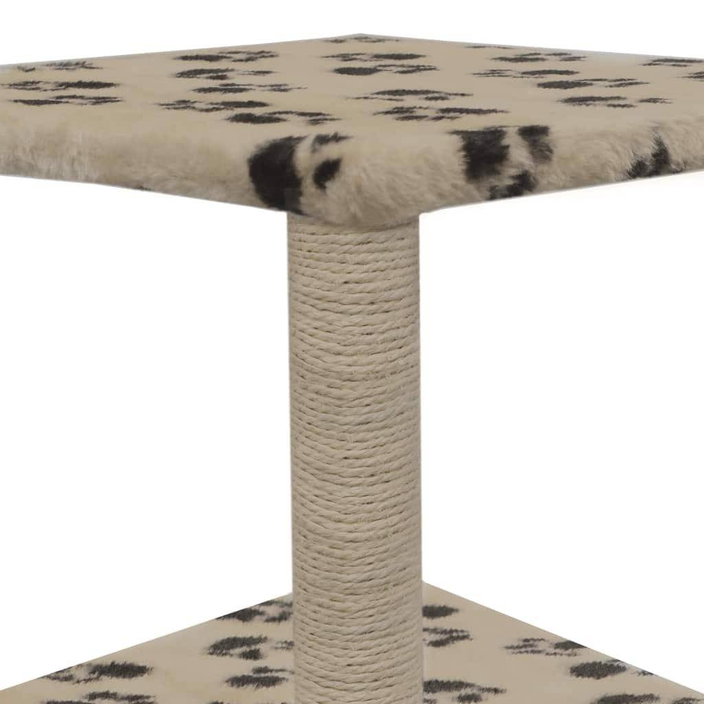 Helloshop26 - Arbre à chat griffoir grattoir niche jouet animaux peluché en sisal 55 cm beige motif de pattes - Image 5