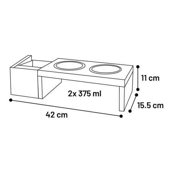 Gamelles avec support bois et bac pour herbe à chat, 42 cm, pour chat - Image 4