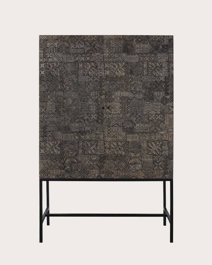 Hawaï - Armoire noire en manguier massif sculpté - UNIQKA - Imagen 3