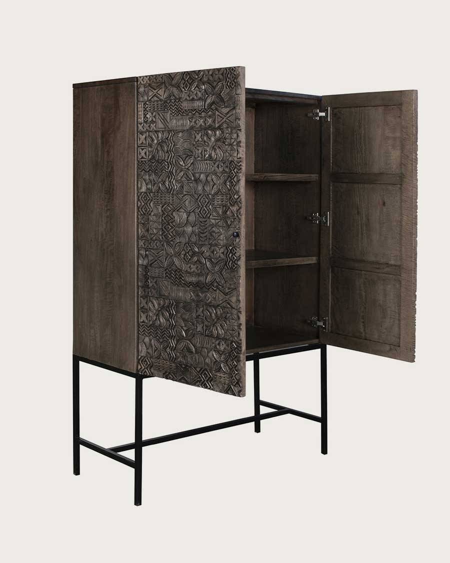 Hawaï - Armoire noire en manguier massif sculpté - UNIQKA - Imagen 4