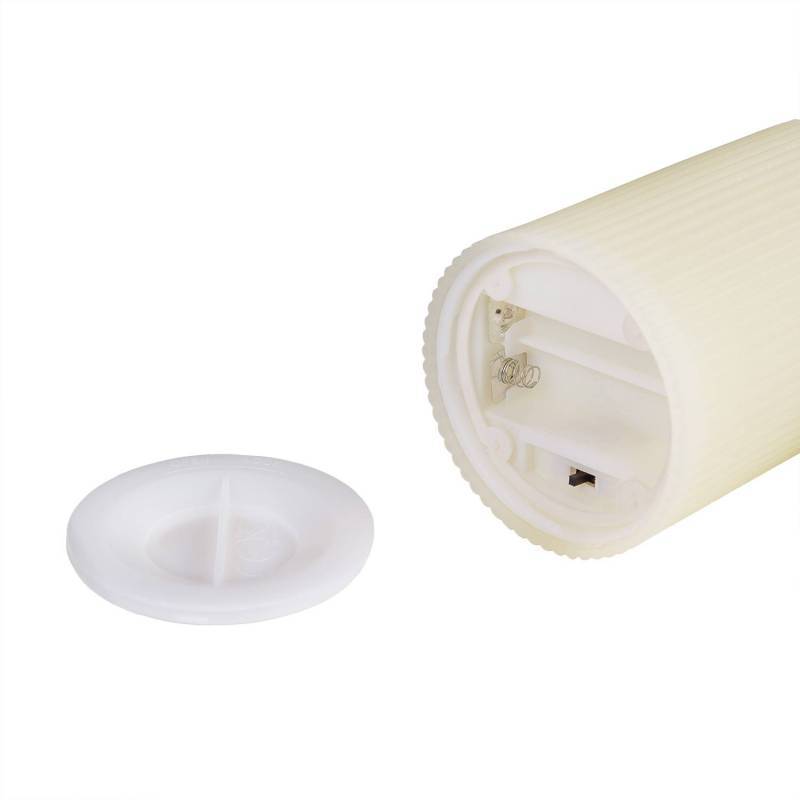 Lotti - Bougie LED extérieur IP44 cylindrique avec nervures ø7,5cm H12,5cm effet cire Ivoire blanc chaud à piles - Image 6