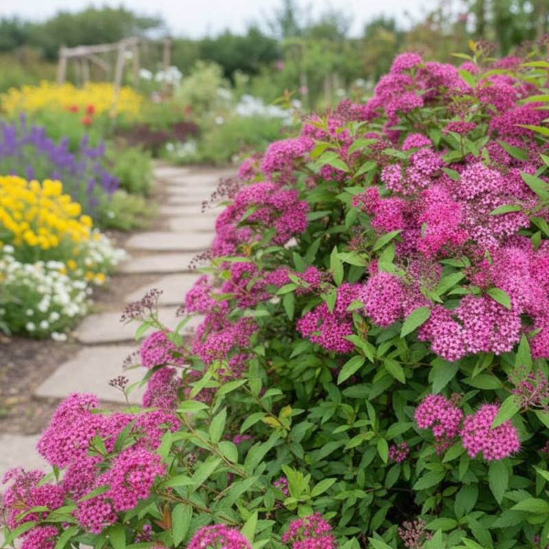 Spirée du Japon Anthony Waterer, Spiraea à fleurs Rose - feuillage Caduc - Pot de 3L - 20/40 cm-  hauteur à maturité De 0,50 m à 1,00 m - Imagen 8