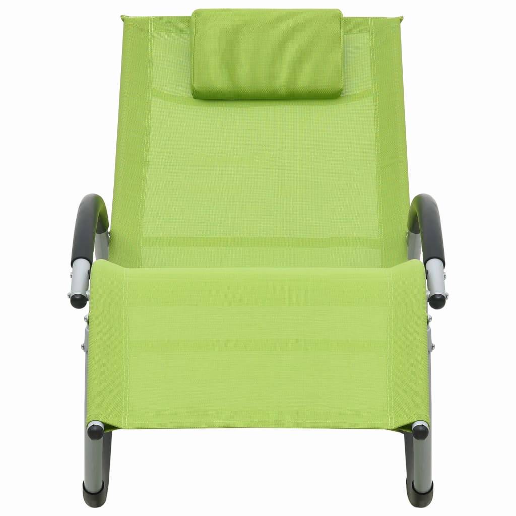 Helloshop26 - Transat chaise longue bain de soleil lit de jardin terrasse meuble d'extérieur avec oreiller vert textilène - Imagen 2