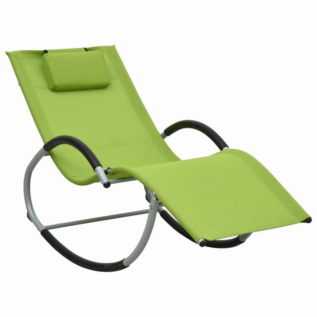 Helloshop26 - Transat chaise longue bain de soleil lit de jardin terrasse meuble d'extérieur avec oreiller vert textilène - Imagen 1