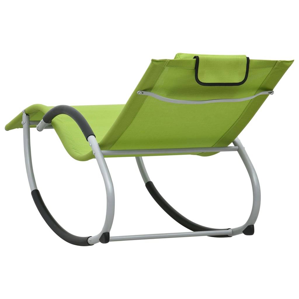 Helloshop26 - Transat chaise longue bain de soleil lit de jardin terrasse meuble d'extérieur avec oreiller vert textilène - Imagen 4
