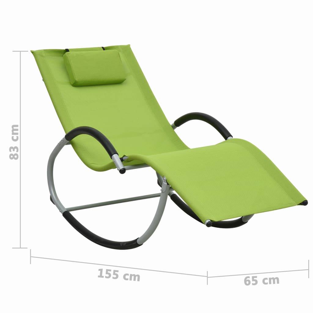 Helloshop26 - Transat chaise longue bain de soleil lit de jardin terrasse meuble d'extérieur avec oreiller vert textilène - Imagen 6
