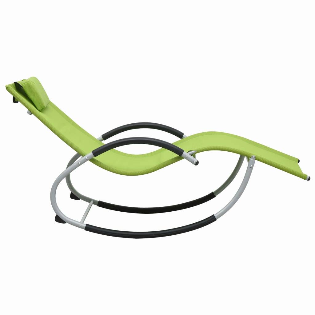 Helloshop26 - Transat chaise longue bain de soleil lit de jardin terrasse meuble d'extérieur avec oreiller vert textilène - Imagen 3