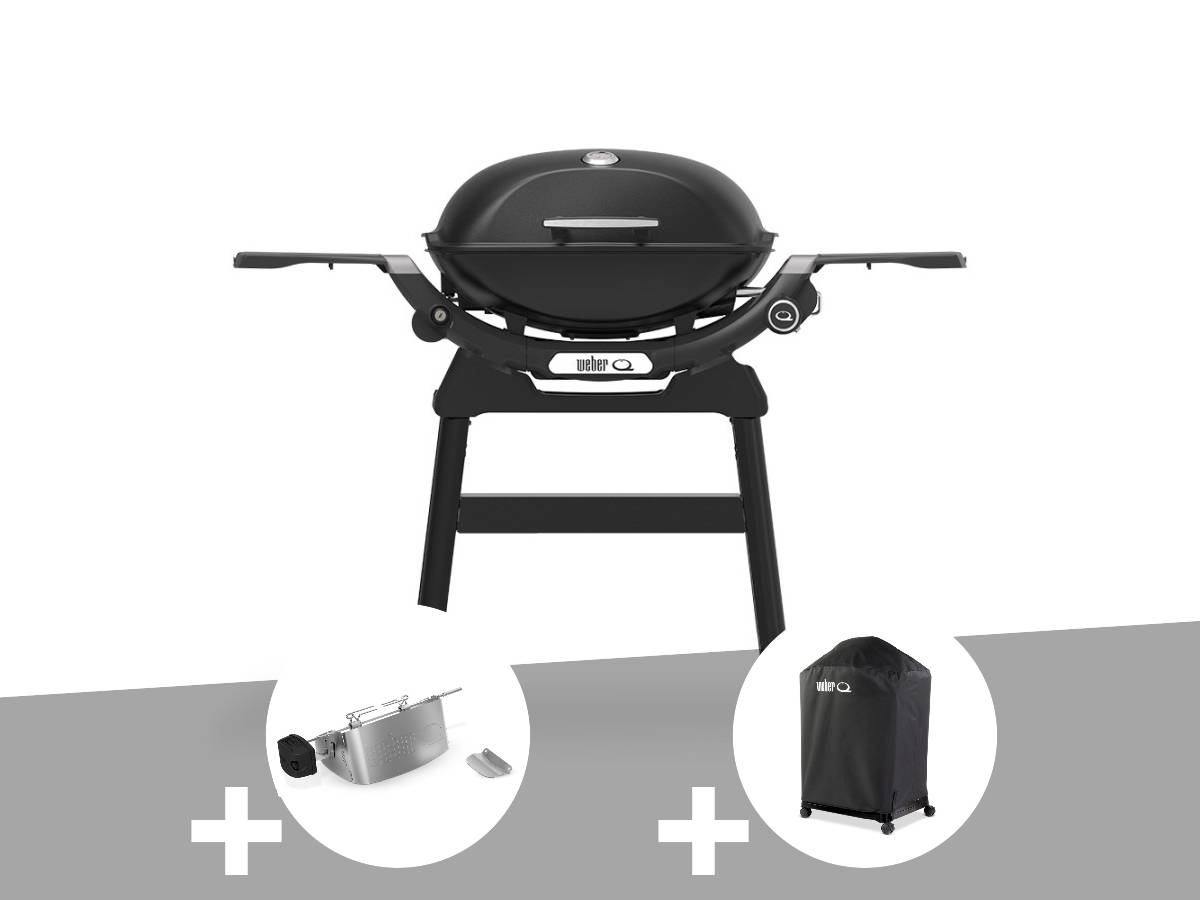 Weber - Barbecue à gaz Q 2200N noir avec pied + Rôtissoire + Housse - Weber - Image 1