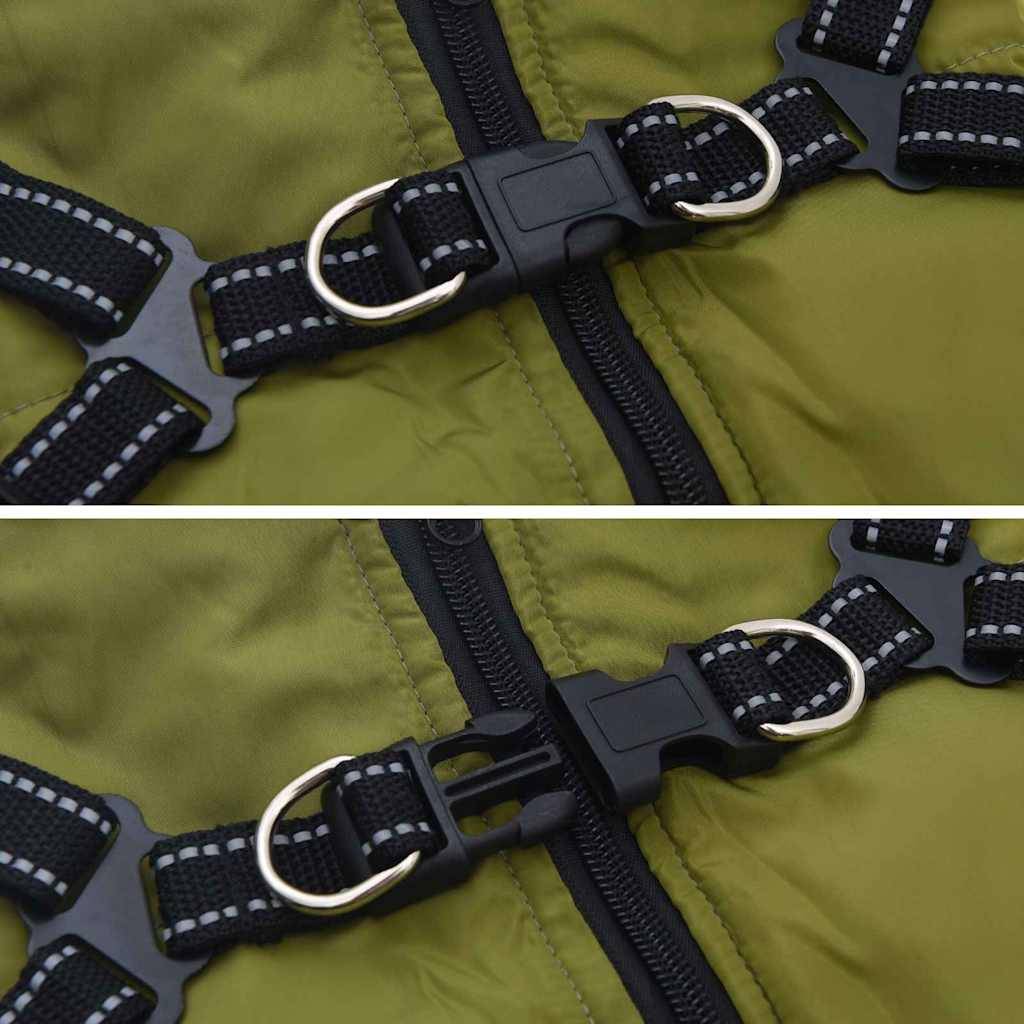Veste Chien Extérieur Chaude Harnais Intégré Hiver S Vert Armée - ComfortXL Outdoor Living - Image 6