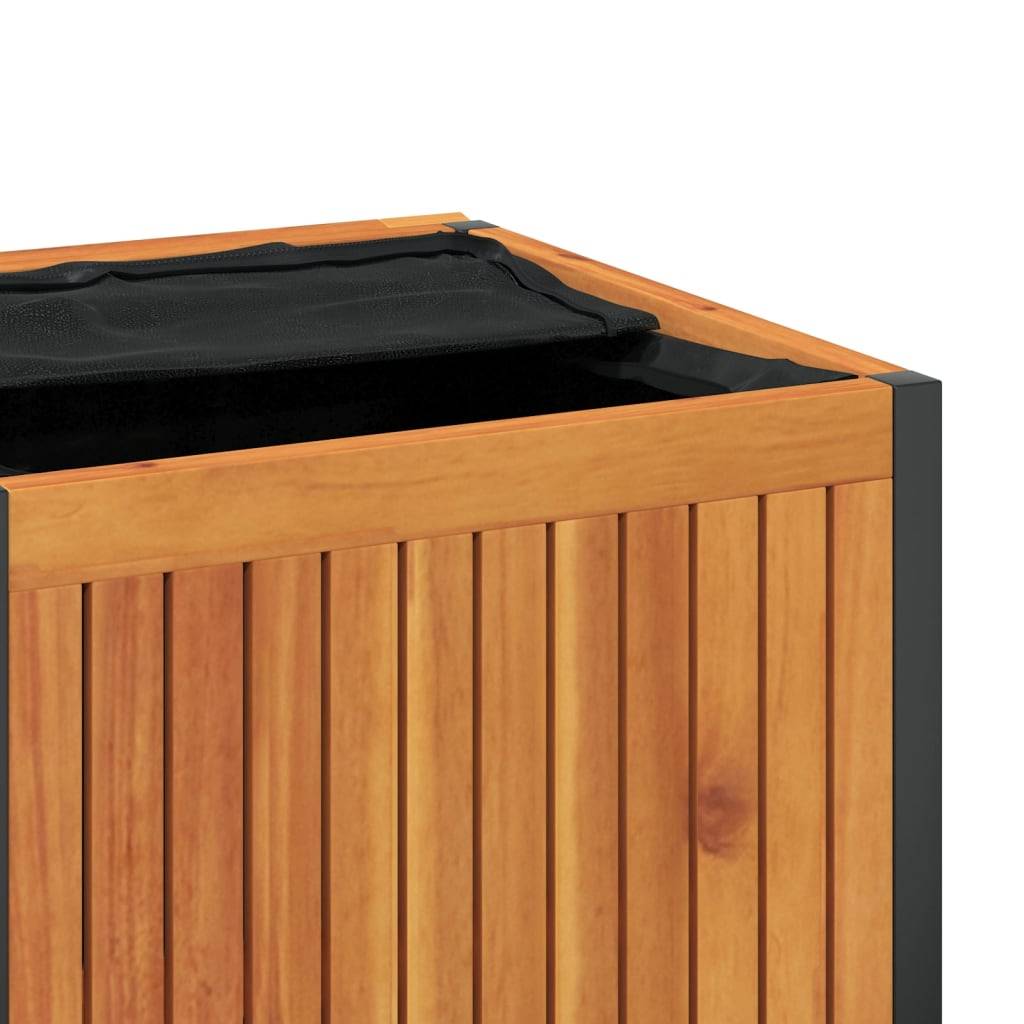Petit Coffre de Rangement Bois d'Acacia Massif et Acier pour Jardin Patio Brun 45x45x53 cm – ComfortXL Outdoor Living - Image 9