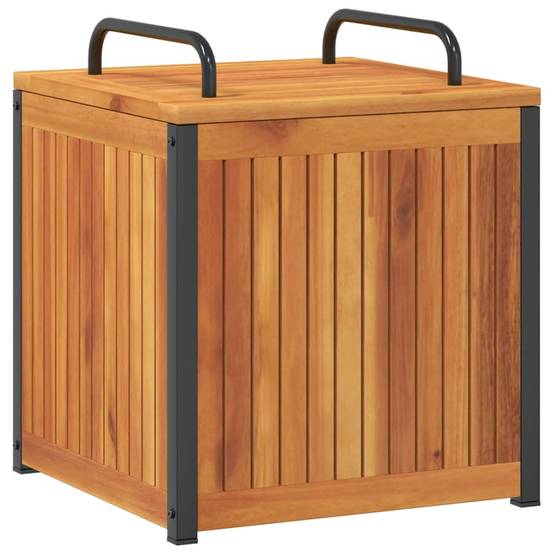 Petit Coffre de Rangement Bois d'Acacia Massif et Acier pour Jardin Patio Brun 45x45x53 cm – ComfortXL Outdoor Living - Image 7