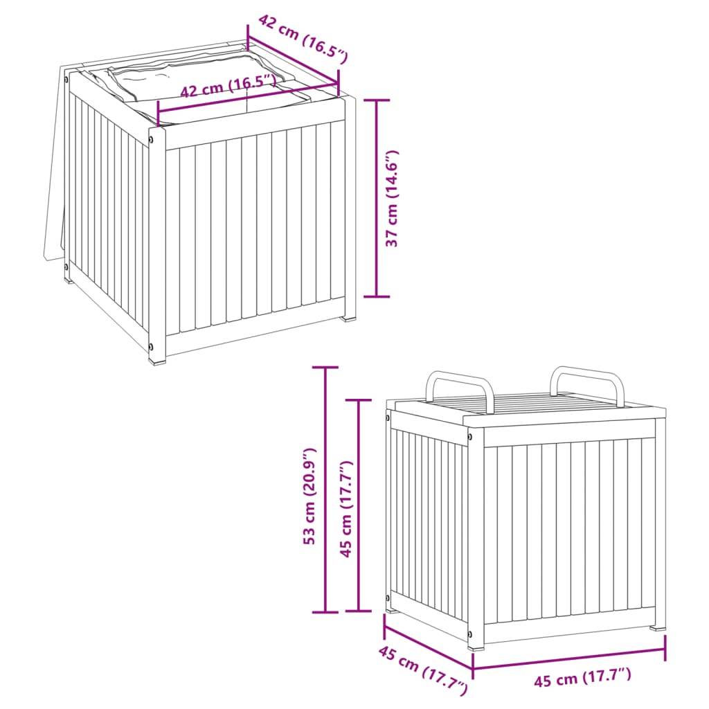 Petit Coffre de Rangement Bois d'Acacia Massif et Acier pour Jardin Patio Brun 45x45x53 cm – ComfortXL Outdoor Living - Image 10