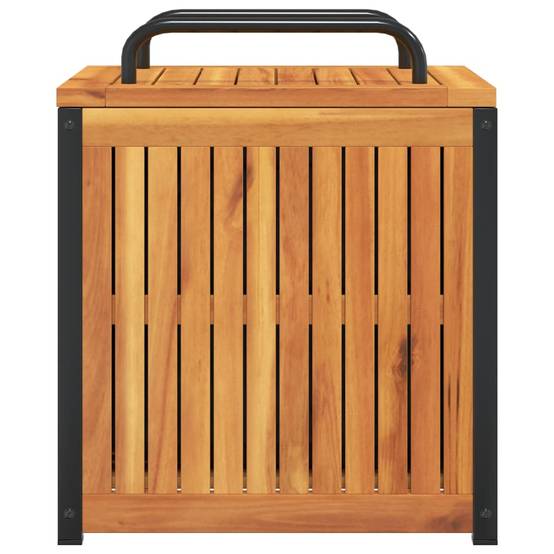 Petit Coffre de Rangement Bois d'Acacia Massif et Acier pour Jardin Patio Brun 45x45x53 cm – ComfortXL Outdoor Living - Image 6