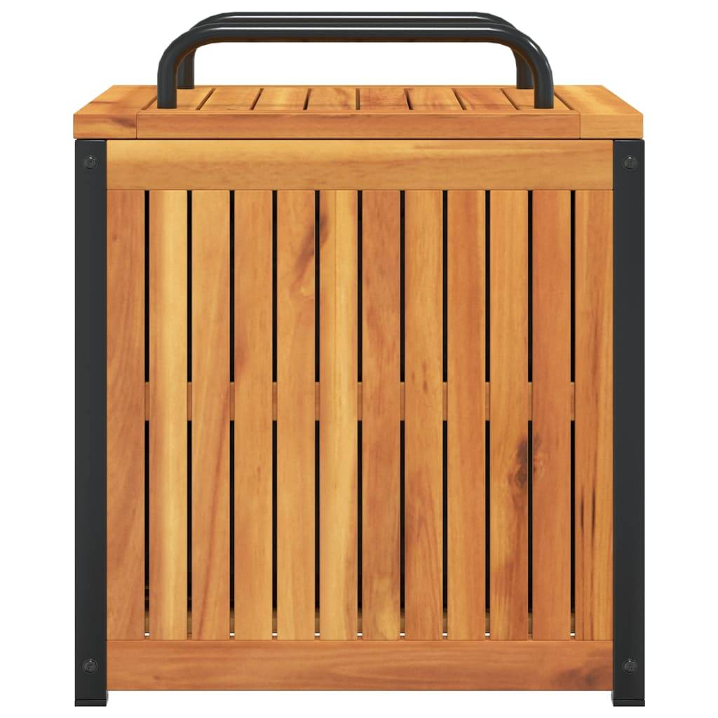 Petit Coffre de Rangement Bois d'Acacia Massif et Acier pour Jardin Patio Brun 45x45x53 cm – ComfortXL Outdoor Living - Image 6