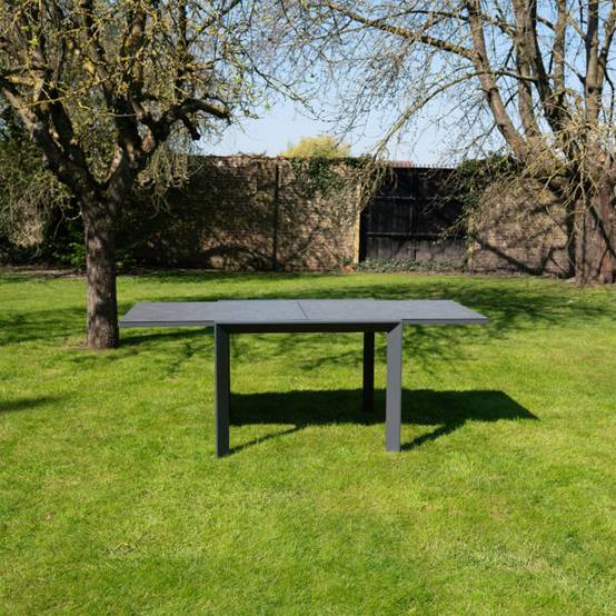 Table de jardin 4/8p en aluminium et plateau en verre Gris MODULO - Image 3