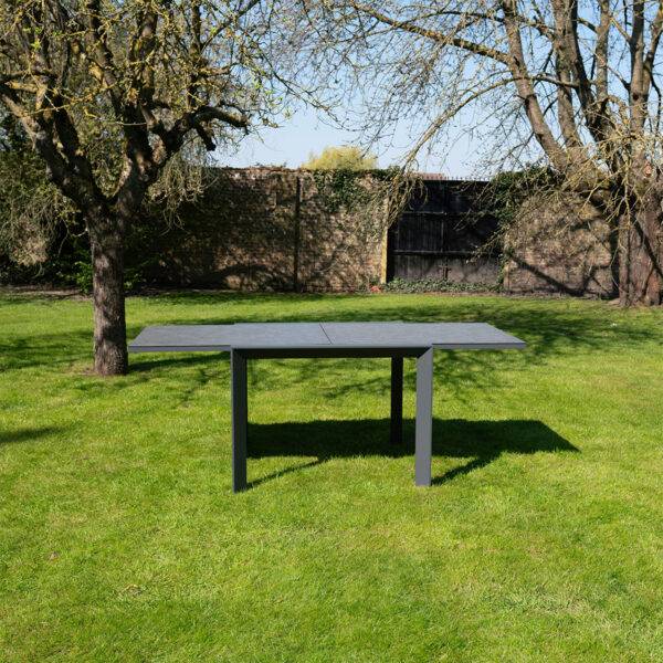 Table de jardin 4/8p en aluminium et plateau en verre Gris MODULO - Image 3